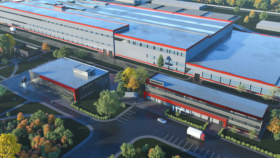 Реконструкция фасадов на территории производства ИООО "Кровельный завод Технониколь", Осиповичи, Беларусь