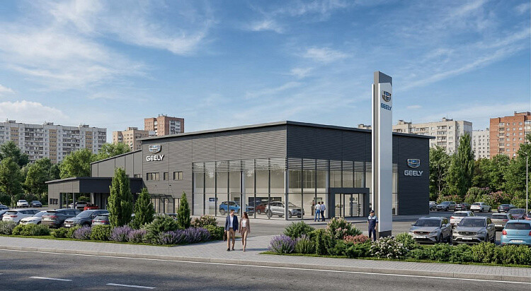 Многофункциональное здание для обслуживания, мойки и комиссионной продажи автомобилей Geely, Беларусь, Минск